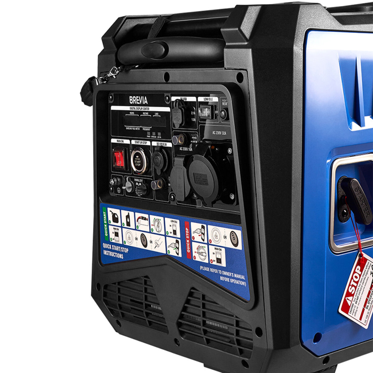 Генератор Brevia інверторний бензиновий 6,5кВт (ном 6,0кВт) з електростартером (GP6500iES) дивитися фото №6