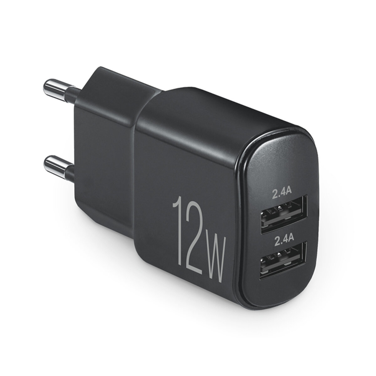 Мережевий зарядний пристрій Brevia ePower 12W 2xUSB-A чорний (45012DUB) дивитися фото №1