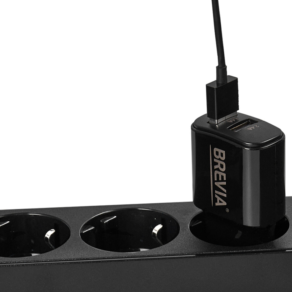 Мережевий зарядний пристрій Brevia ePower 12W 2xUSB-A + кабель USB-A to Lightning 1м чорний (45012DULB) дивитися фото №5