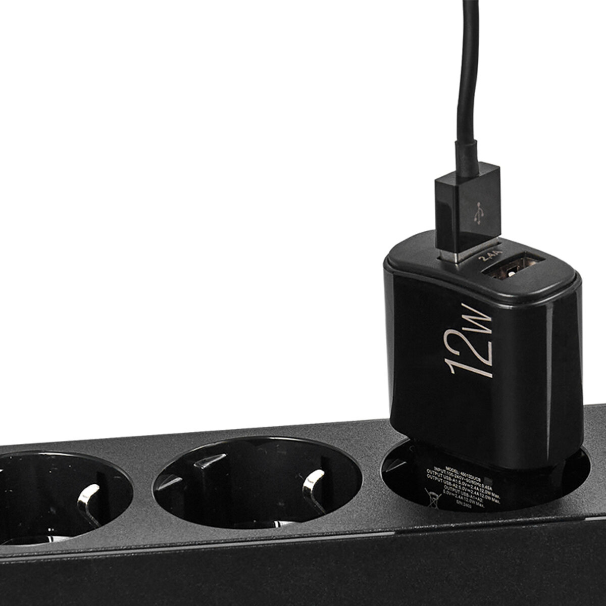 Мережевий зарядний пристрій Brevia ePower 12W 2xUSB-A + кабель USB-A to USB-C 1м чорний (45012DUCB) дивитися фото №5