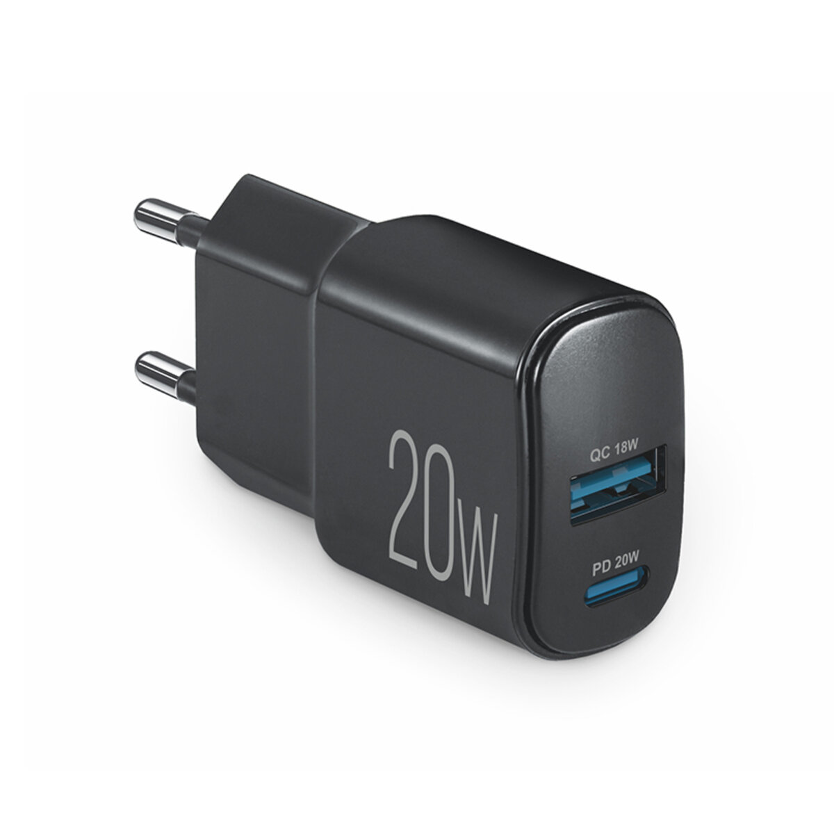 Мережевий зарядний пристрій Brevia ePower PD20W USB-C+USB-A чорний (45020CAB) дивитися фото №1