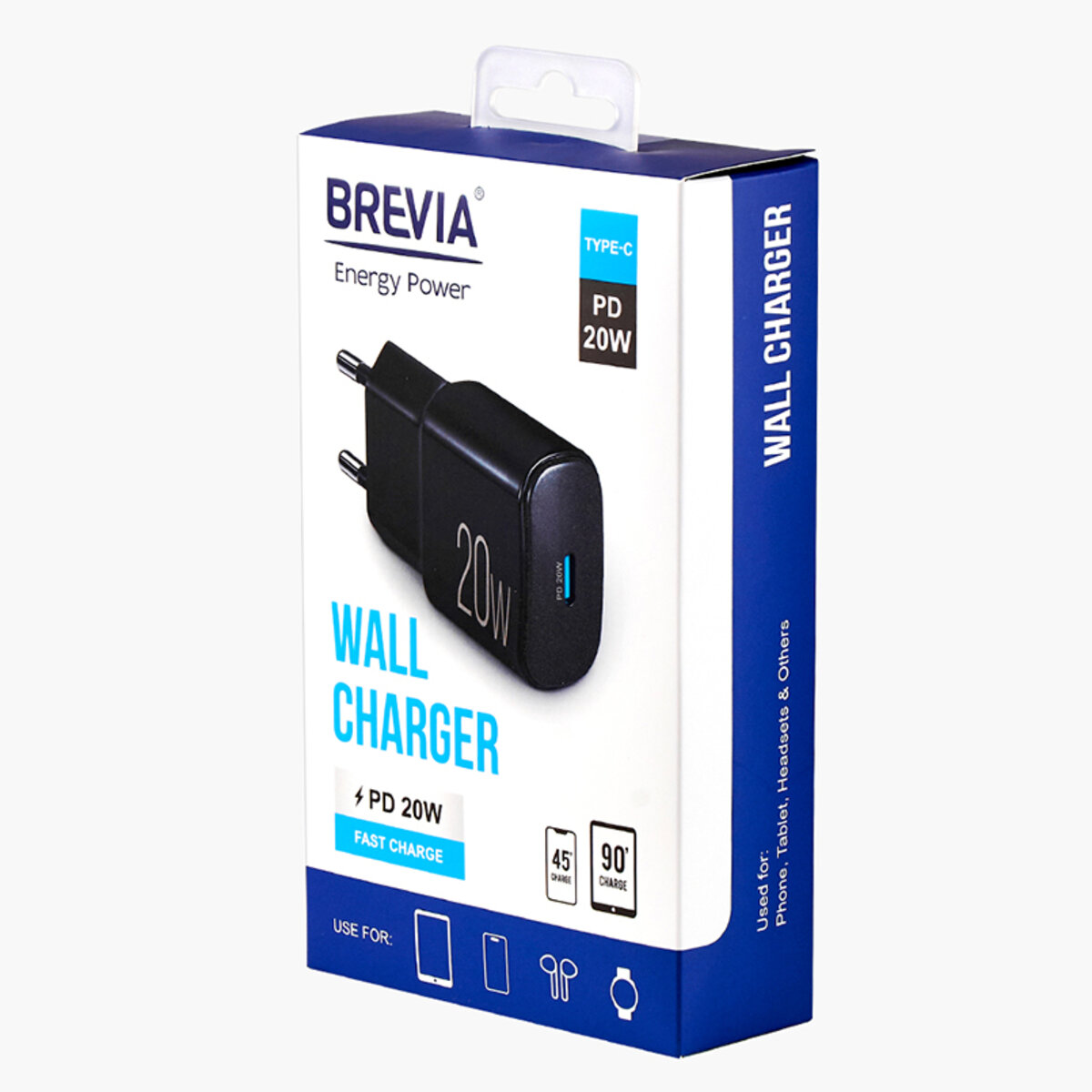 Мережевий зарядний пристрій Brevia ePower PD20W USB-C чорний (45020CB) дивитися фото №6