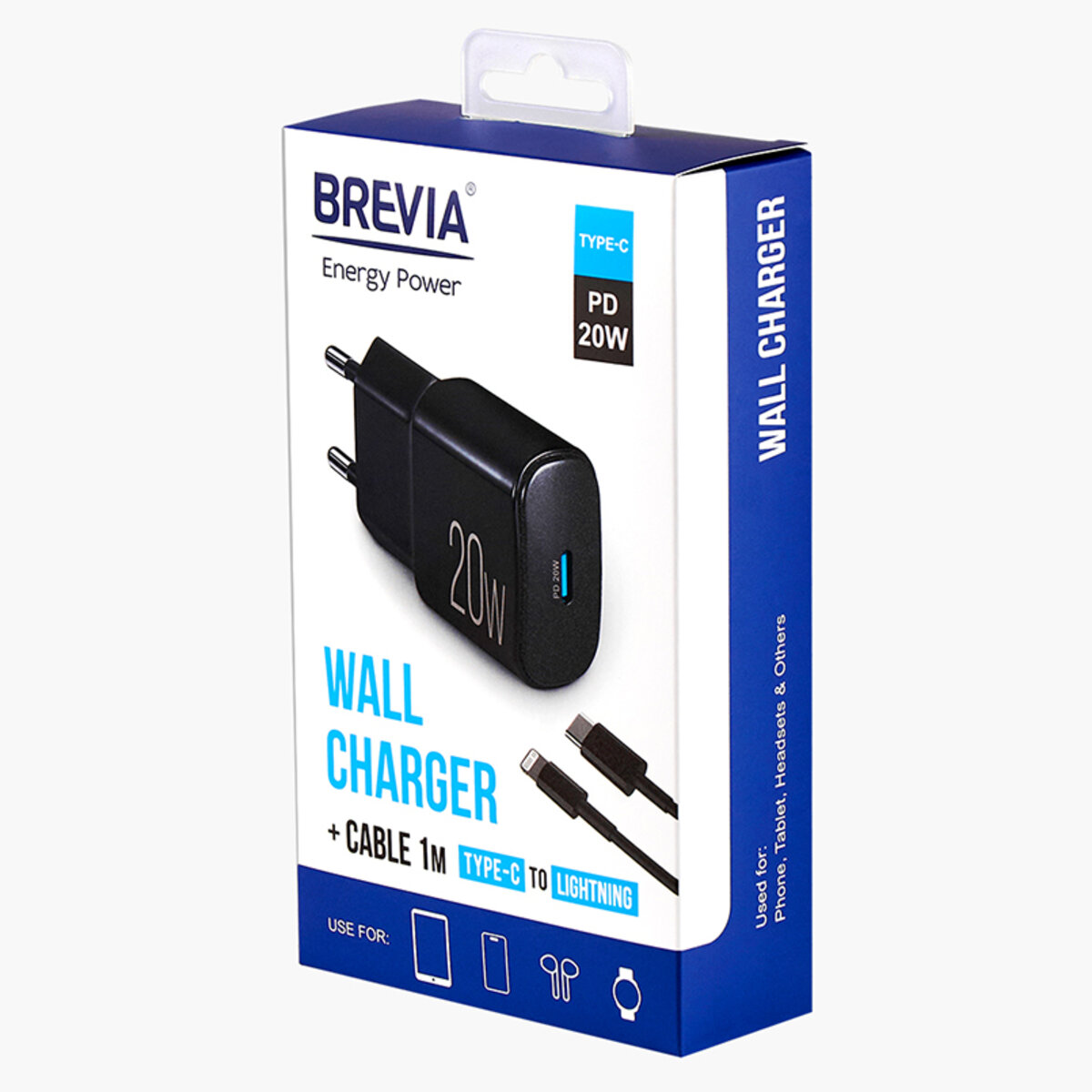 Мережевий зарядний пристрій Brevia ePower PD20W + кабель USB-C to Lightning 1м чорний (45020CLB) Зображення №6 Мережевий зарядний пристрій Brevia ePower PD20W + кабель USB-C to Lightning 1м чорний (45020CLB) дивитися фото №6