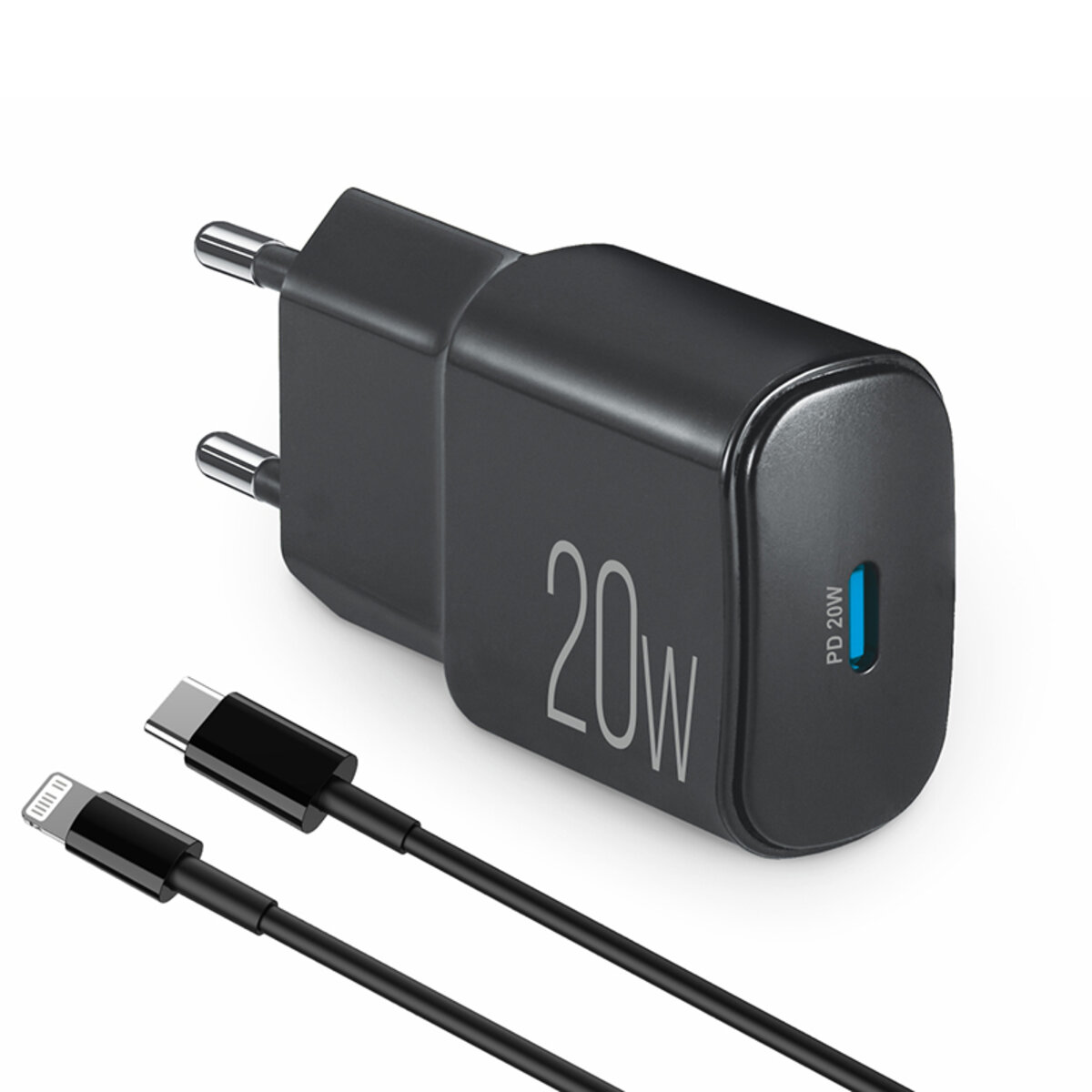 Мережевий зарядний пристрій Brevia ePower PD20W + кабель USB-C to Lightning 1м чорний (45020CLB) Зображення №1 Мережевий зарядний пристрій Brevia ePower PD20W + кабель USB-C to Lightning 1м чорний (45020CLB) дивитися фото №1