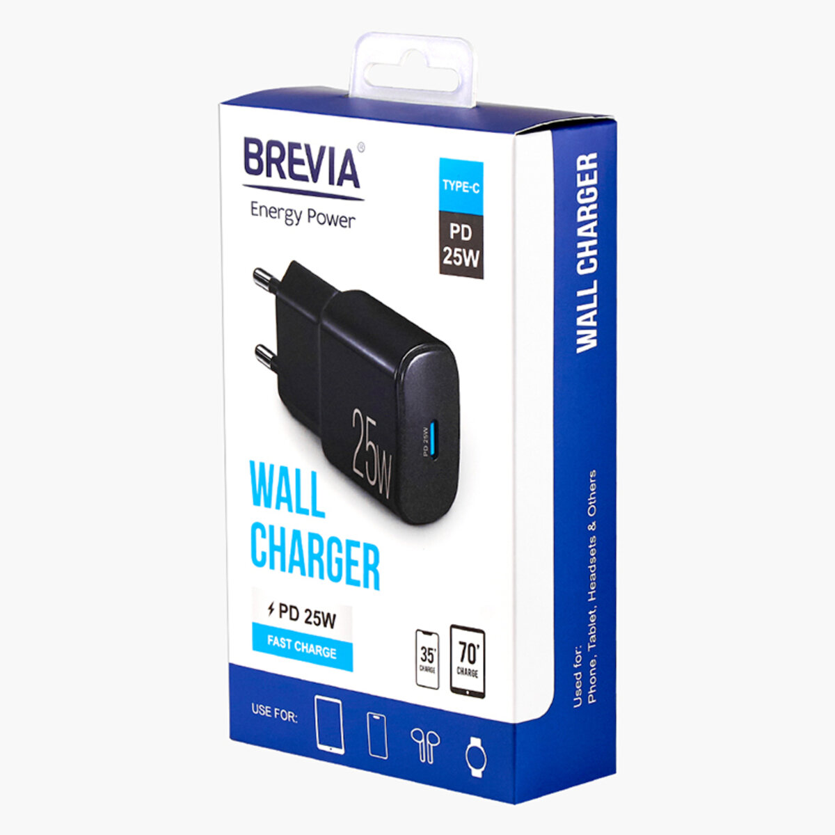Мережевий зарядний пристрій Brevia ePower PD25W USB-C чорний (45025CB) дивитися фото №6