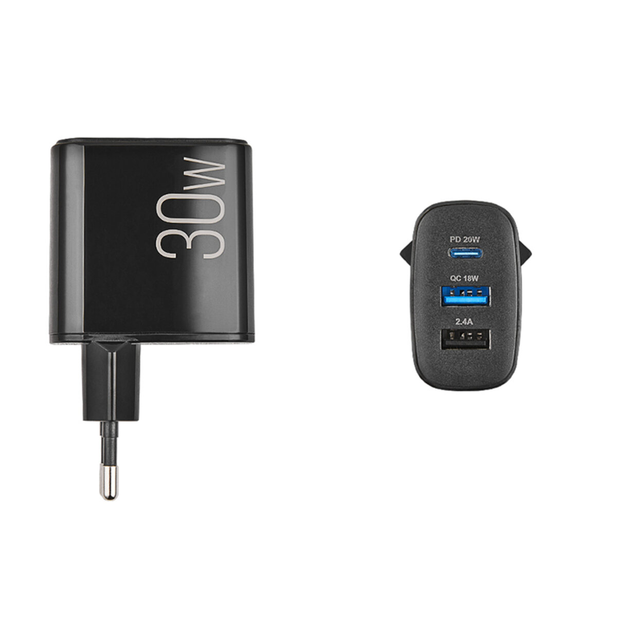 Мережевий зарядний пристрій Brevia ePower PD20W+QC18W+12W чорний (45030DUCB) дивитися фото №3