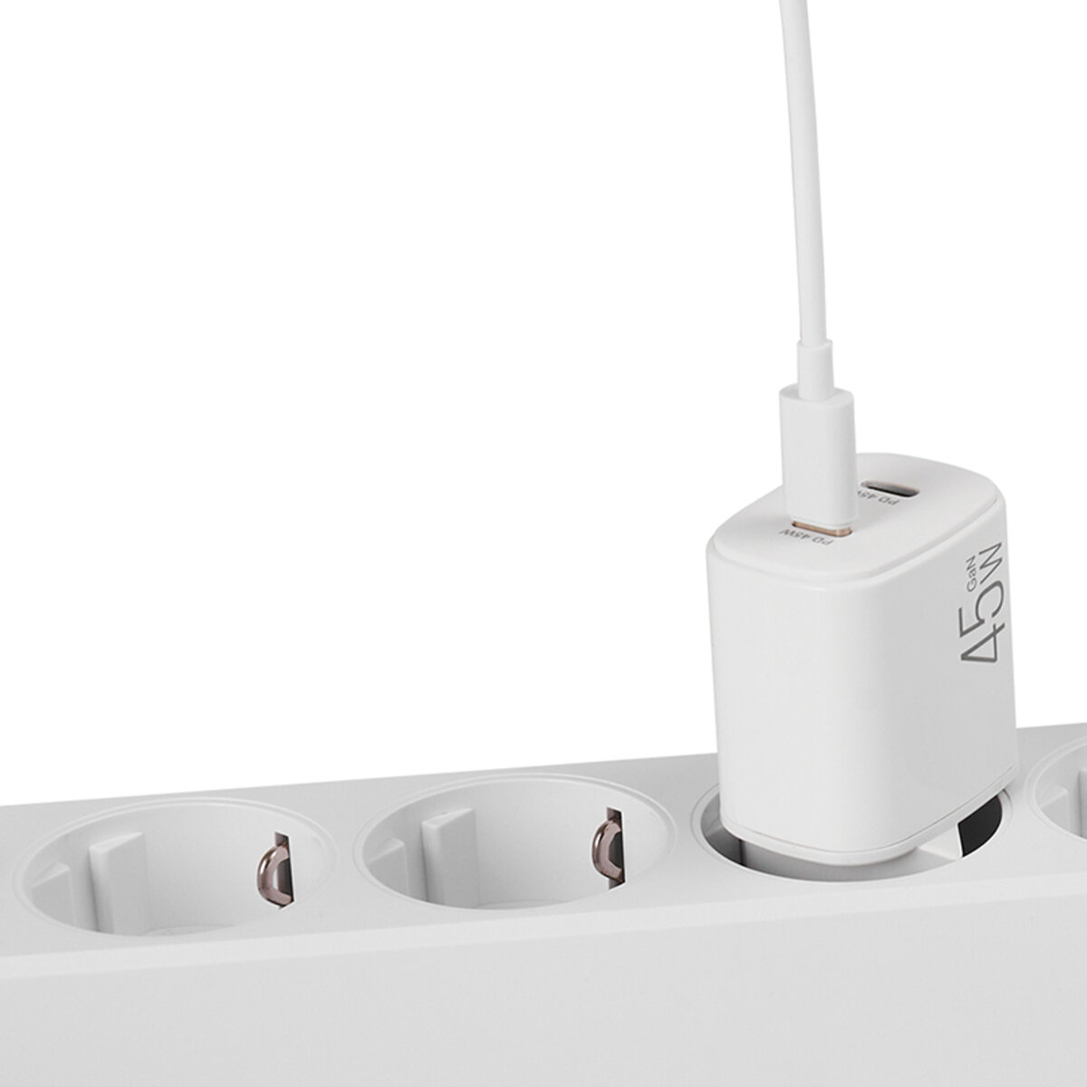 Мережевий зарядний пристрій Brevia ePowerGaN PD45W 2xUSB-C білий (44045GDCW) дивитися фото №4