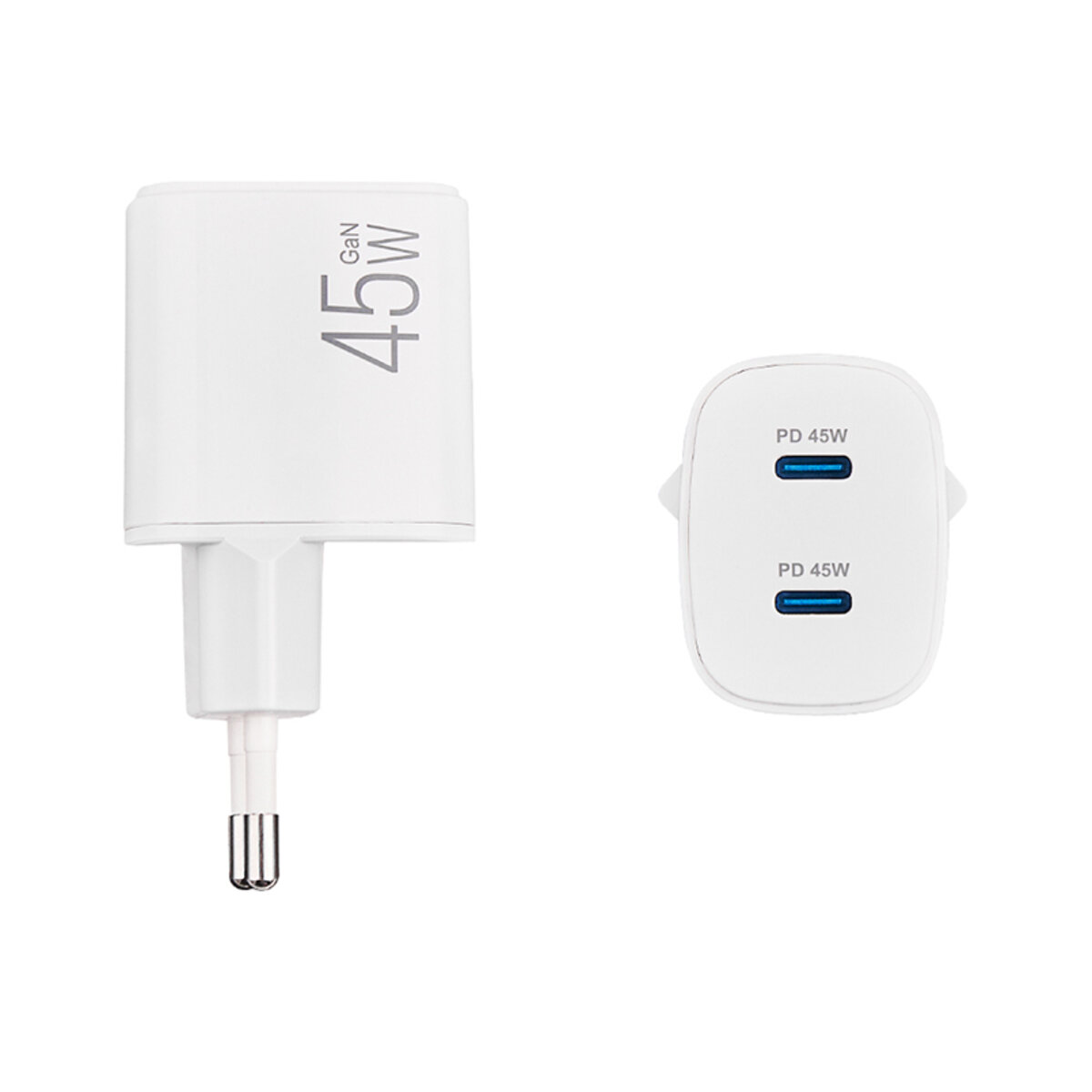 Мережевий зарядний пристрій Brevia ePowerGaN PD45W 2xUSB-C білий (44045GDCW) дивитися фото №3