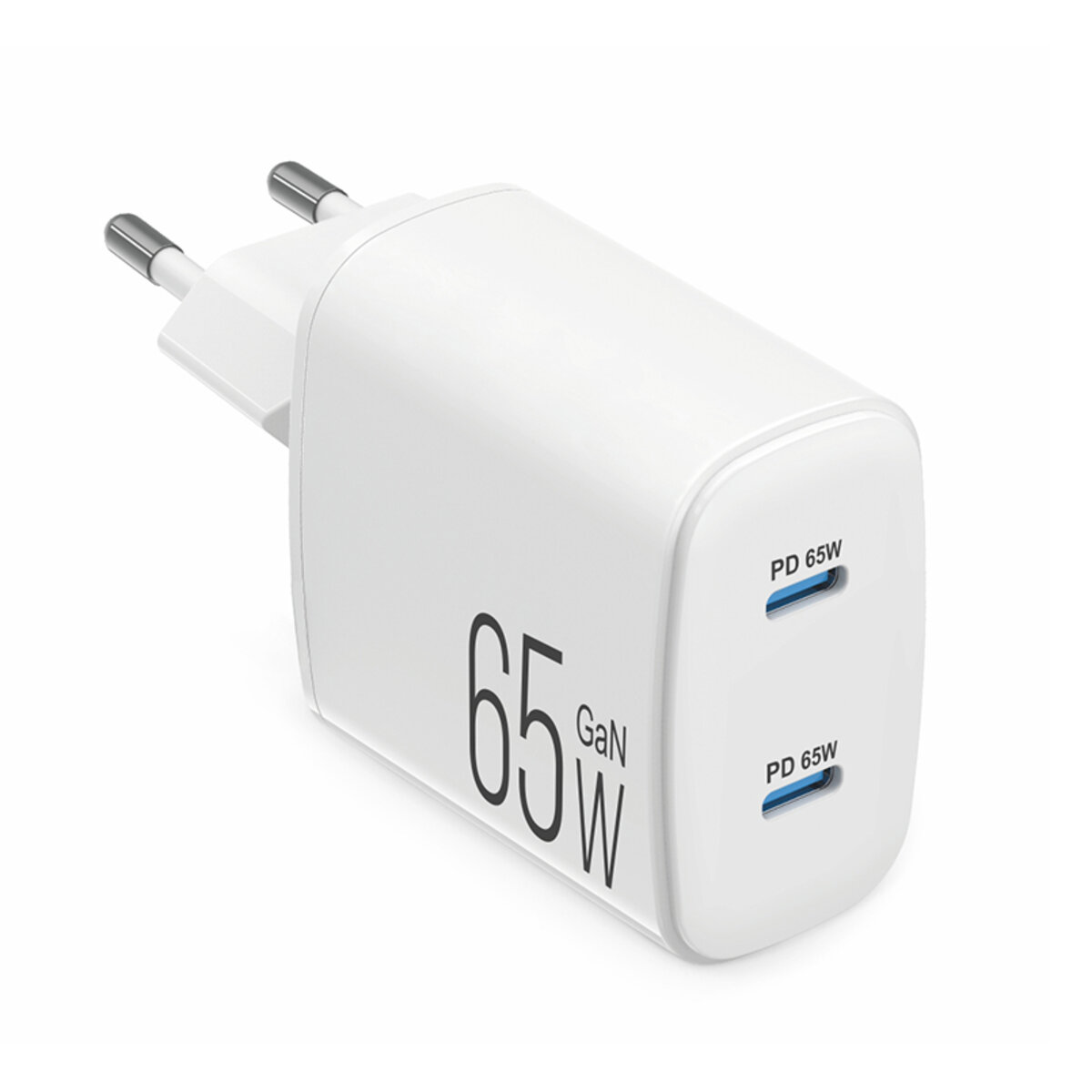 Мережевий зарядний пристрій Brevia ePowerGaN PD65W 2xUSB-C білий (44065GDCW) дивитися фото №1