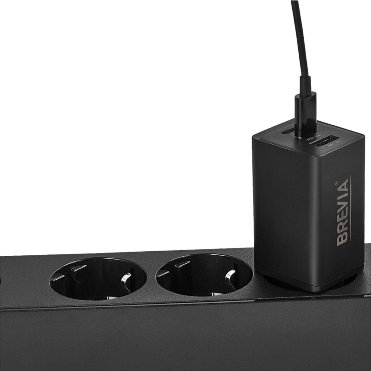 Мережевий зарядний пристрій Brevia ePowerGaN PD65W 2xUSB-C+USB-A чорний (44065GDCUB) Зображення №5 Мережевий зарядний пристрій Brevia ePowerGaN PD65W 2xUSB-C+USB-A чорний (44065GDCUB) дивитися фото №5