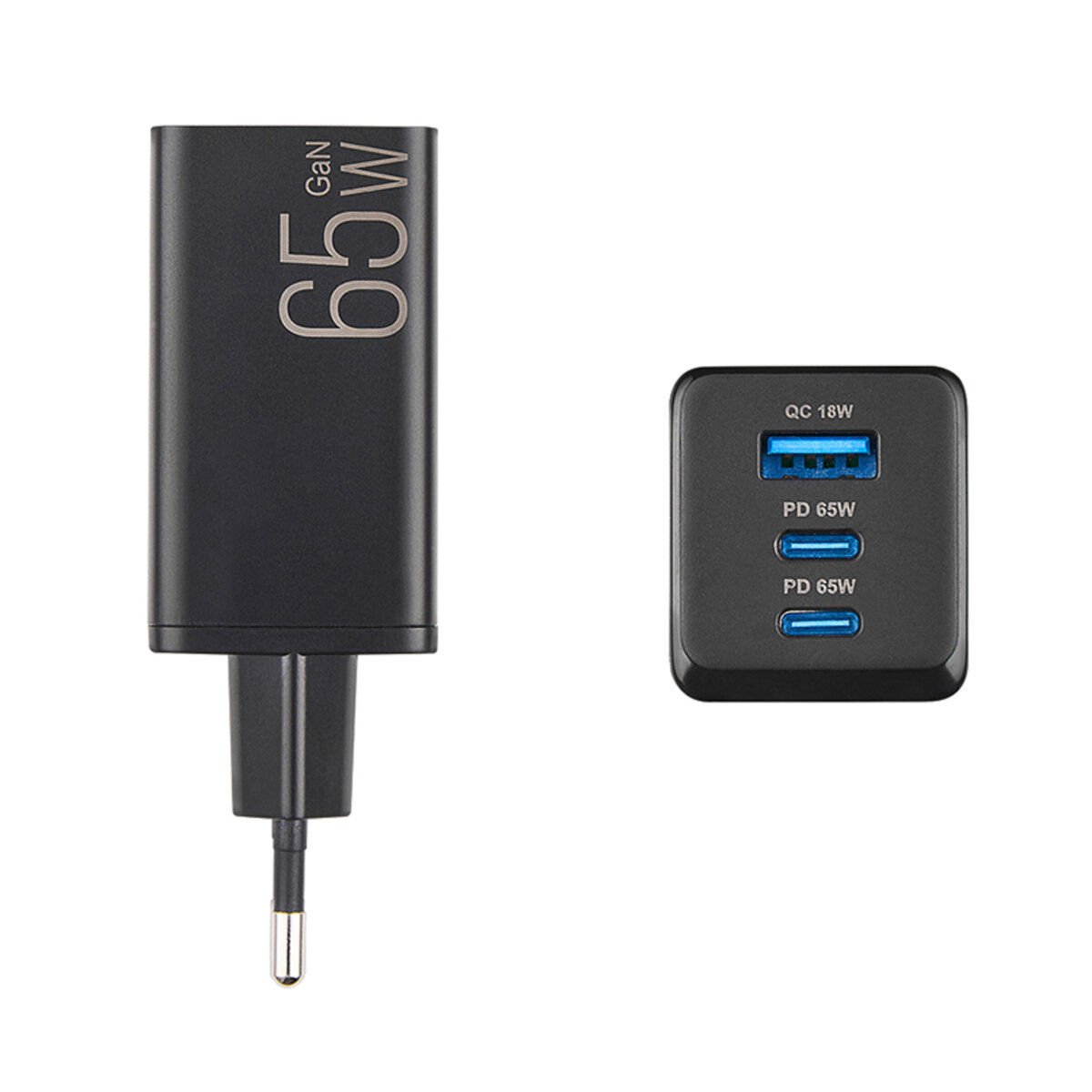 Мережевий зарядний пристрій Brevia ePowerGaN PD65W 2xUSB-C+USB-A чорний (44065GDCUB) Зображення №4 Мережевий зарядний пристрій Brevia ePowerGaN PD65W 2xUSB-C+USB-A чорний (44065GDCUB) дивитися фото №4