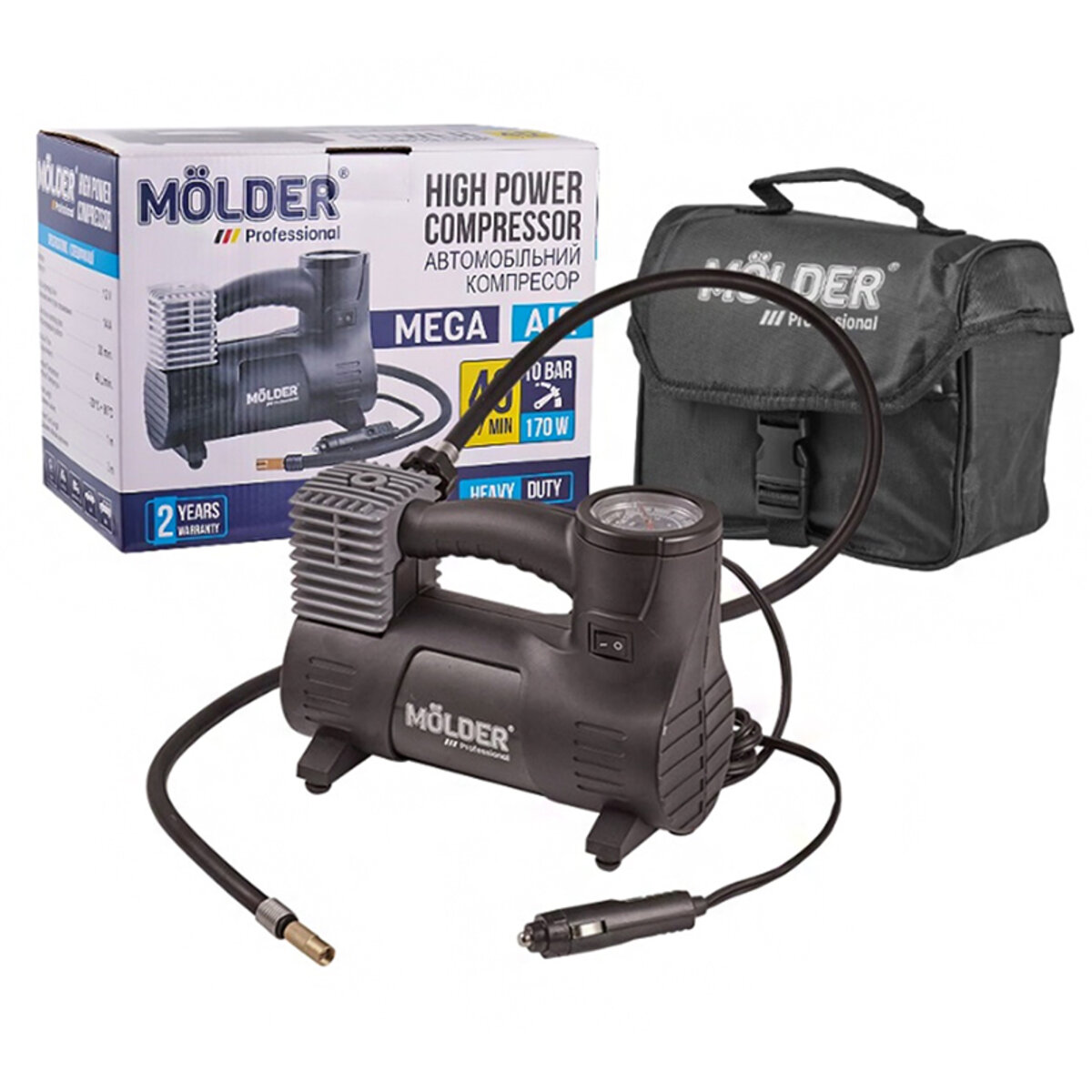 Компресор автомобільний Molder Mega Air 12В, 10 Атм, 40 л/хв MA25120 (MA25120) дивитися фото №8