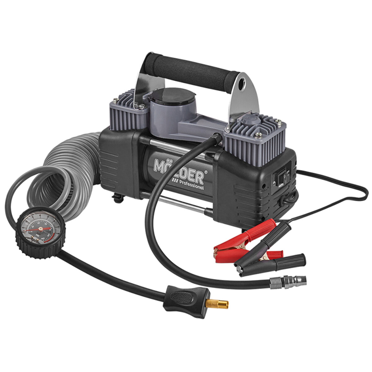 Компресор автомобільний Molder Master Air 12В, 10 Атм, 90 л/хв із зажимами АКБ MA25200 (MA25200) дивитися фото №1