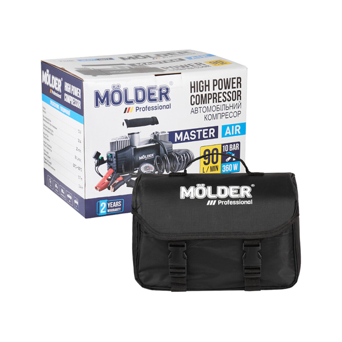 Компресор автомобільний Molder Master Air 12В, 10 Атм, 90 л/хв із зажимами АКБ MA25200 (MA25200) дивитися фото №7