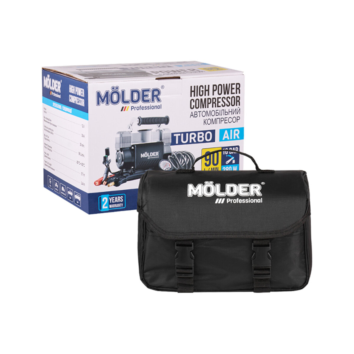 Компресор автомобільний Molder Turbo Air 12В, 10 Атм, 90 л/хв із зажимами АКБ MA25300 (MA25300) дивитися фото №7