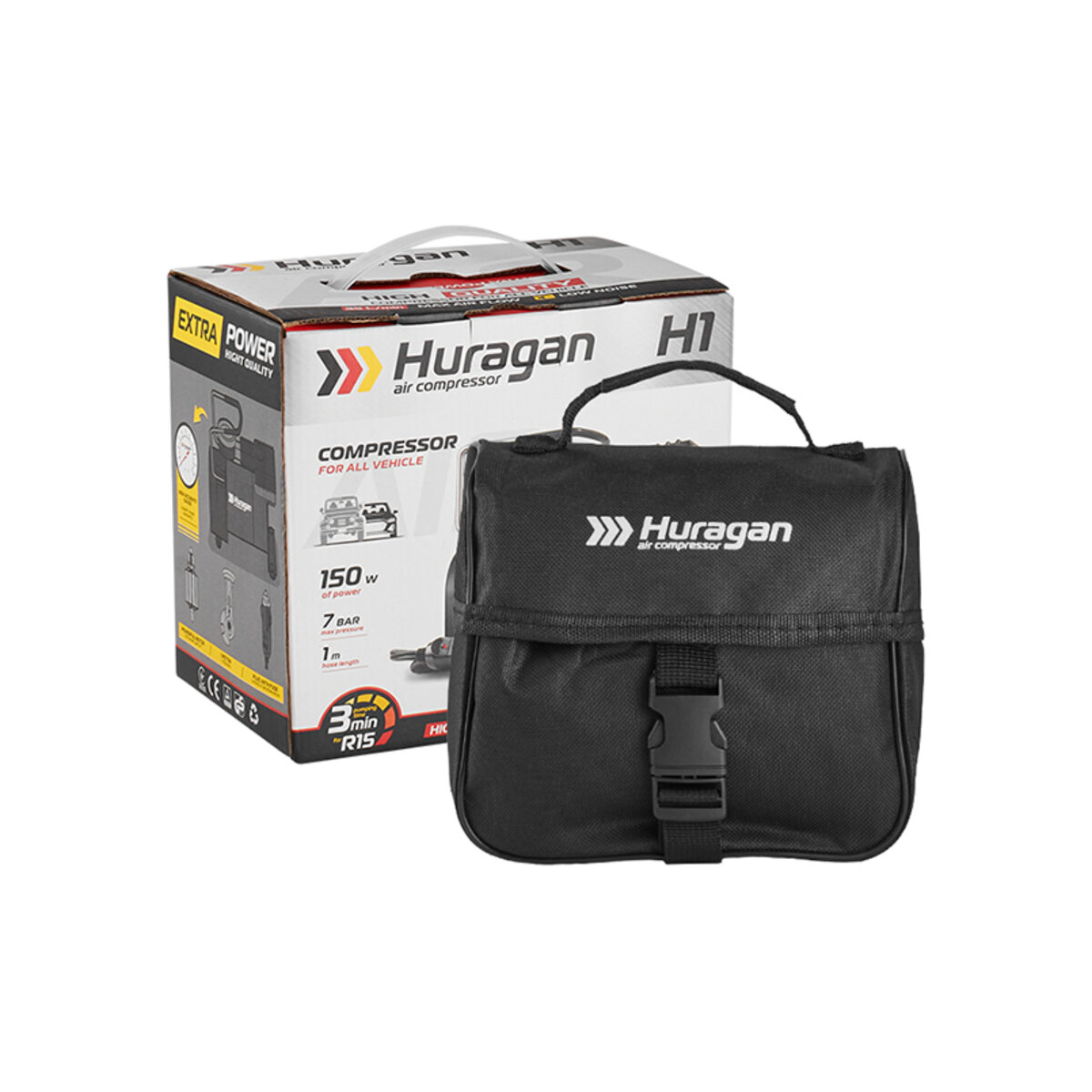 Компресор автомобільний Huragan 12В, 7 Атм, 35 л/хв H0100 (H0100) дивитися фото №3