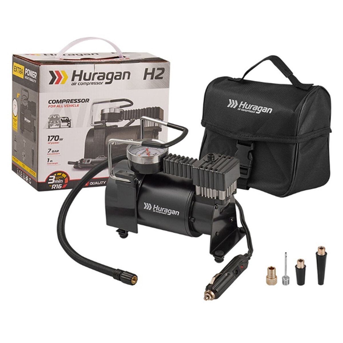 Компресор автомобільний Huragan 12В, 7 Атм, 37 л/хв H0200 (H0200) дивитися фото №8