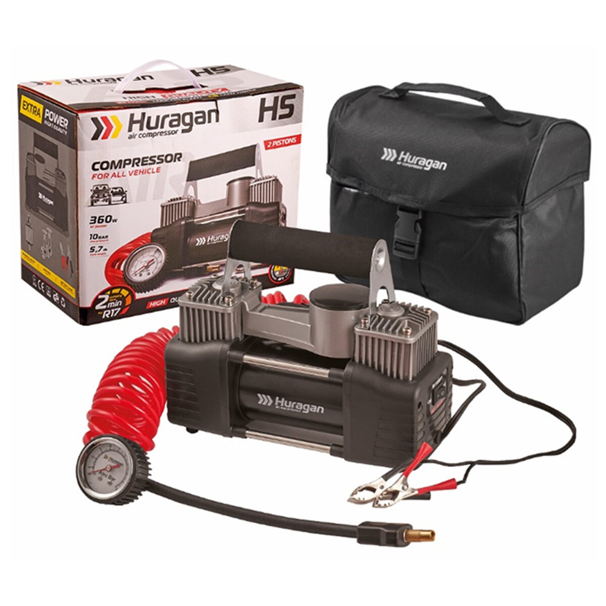Компресор автомобільний Huragan 12В, 7 Атм, 85 л/хв H0500 (H0500) дивитися фото №8