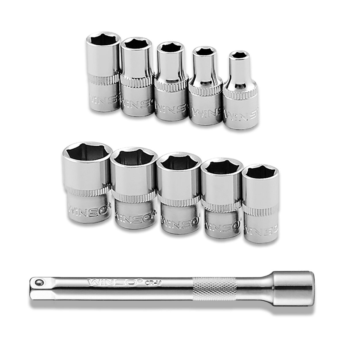 Професійний набір головок торцевих з тріскачкою та подовжувачем Winso Pro CR-V 1/4 72Т, 4-13мм 12шт (904012) дивитися фото №3