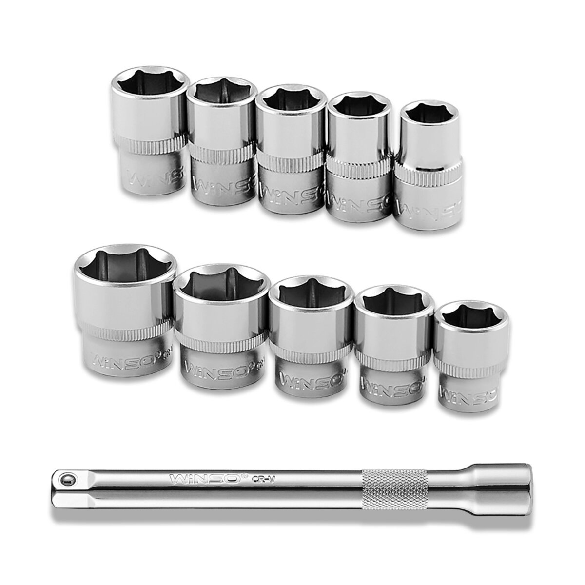 Професійний набір головок торцевих з тріскачкою та подовжувачем Winso Pro CR-V 3/8 72Т, 10-24мм 12шт (908012) дивитися фото №3