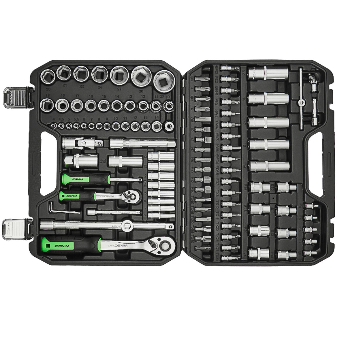 Професійний набір інструментів в кейсі Winso Pro 1/2, 1/4 72T, CR-V, 110од. (924110) дивитися фото №2