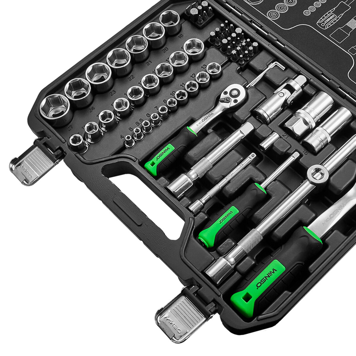 Професійний набір інструментів в кейсі Winso Pro 1/2, 1/4 72 T, CR-V, 73од. (924073) дивитися фото №5