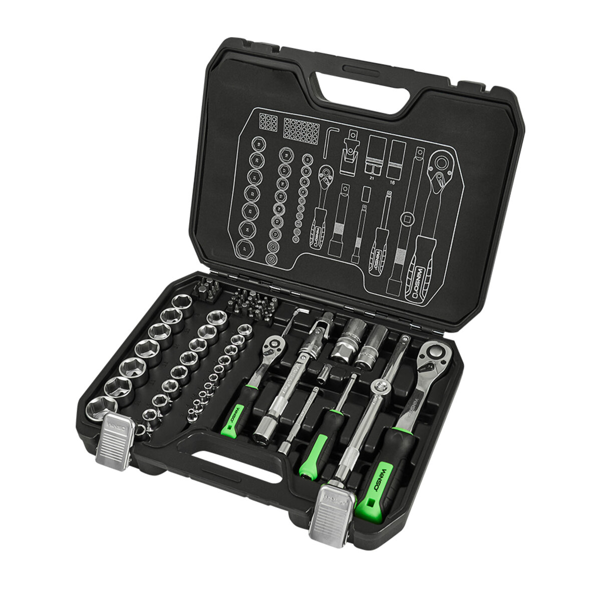 Професійний набір інструментів в кейсі Winso Pro 1/2, 1/4 72 T, CR-V, 73од. (924073) дивитися фото №1
