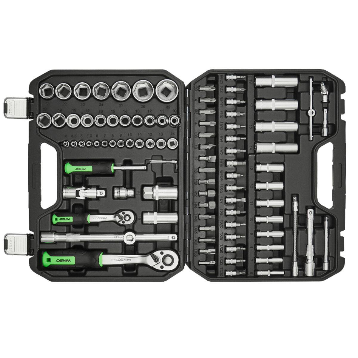 Професійний набір інструментів в кейсі Winso Pro 1/2, 1/4 72 T, CR-V, 94од. (924094) дивитися фото №3