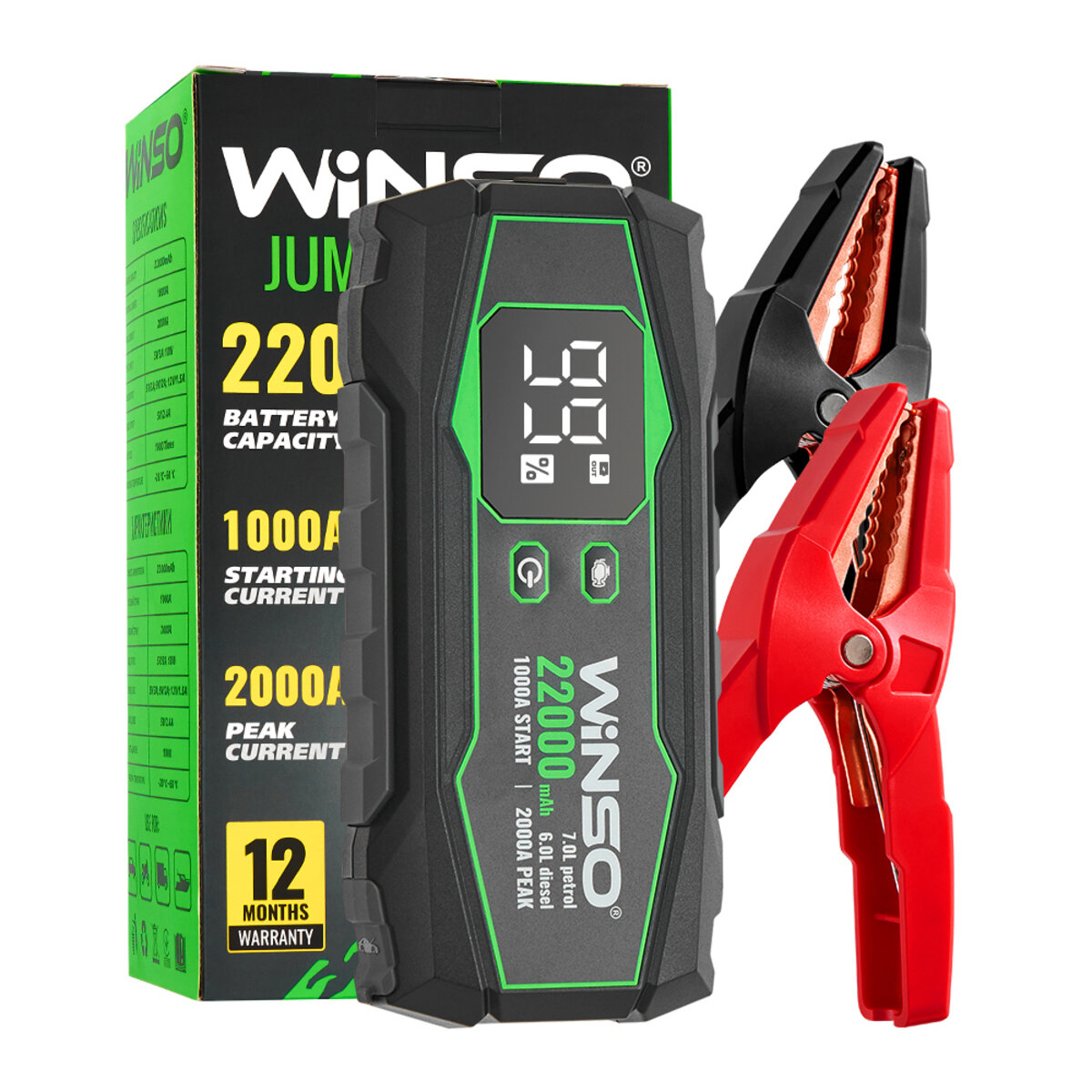 Бустер (пусковий пристрій) Winso Jump Starter 1000A/2000A 22000mAh (141000) дивитися фото №4