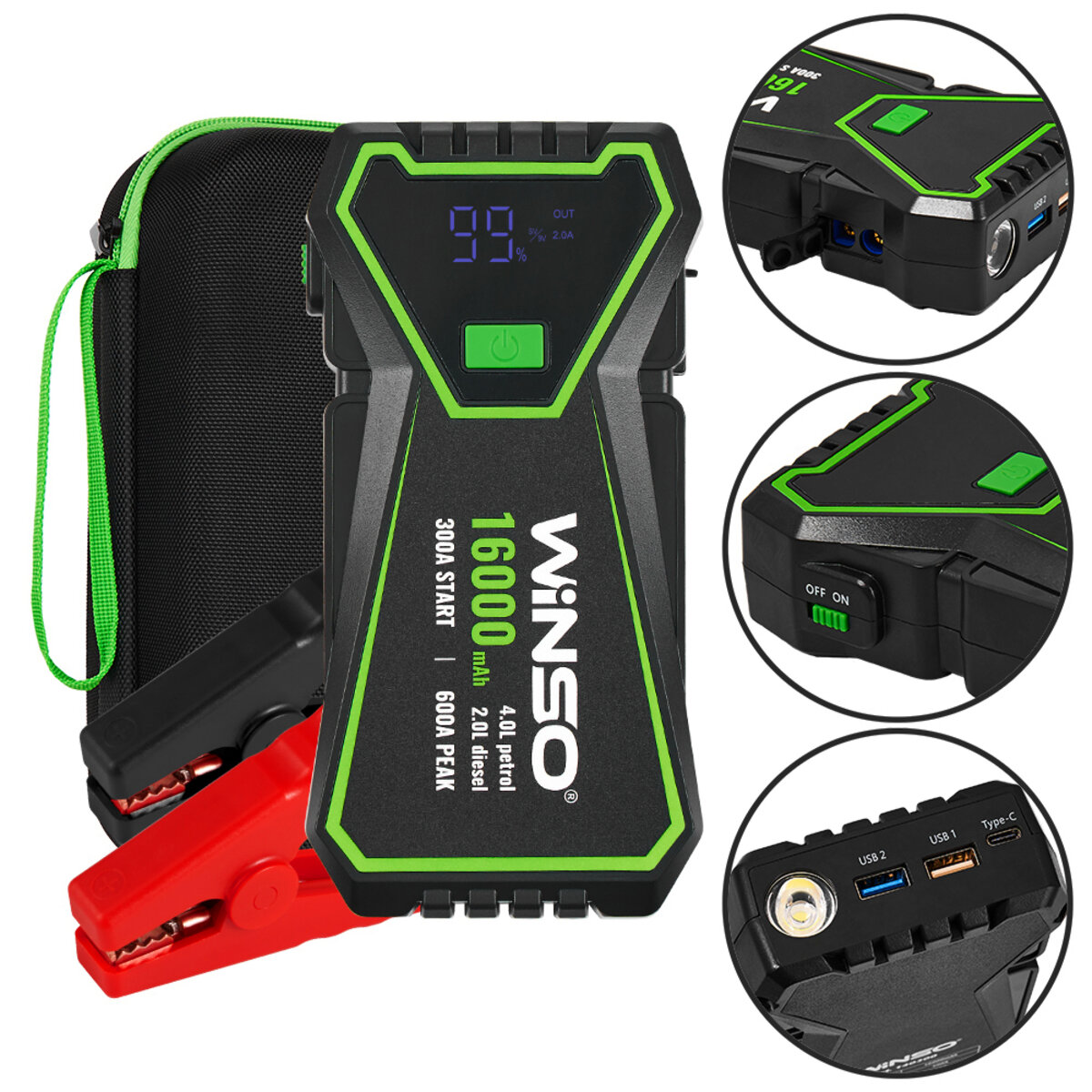 Бустер (пусковий пристрій) Winso Jump Starter 300A/600A 16000mAh 140300 (140300) дивитися фото №2
