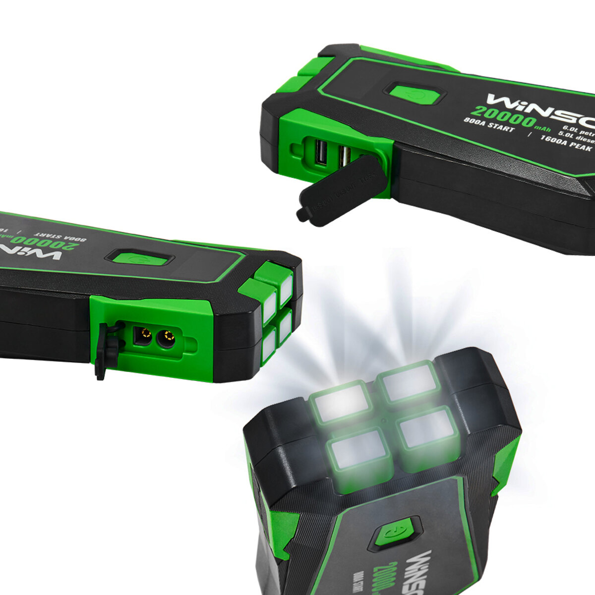 Бустер (пусковий пристрій) Winso Jump Starter 800A/1600A 20000mAh зі Smart-клемами (140800) дивитися фото №3