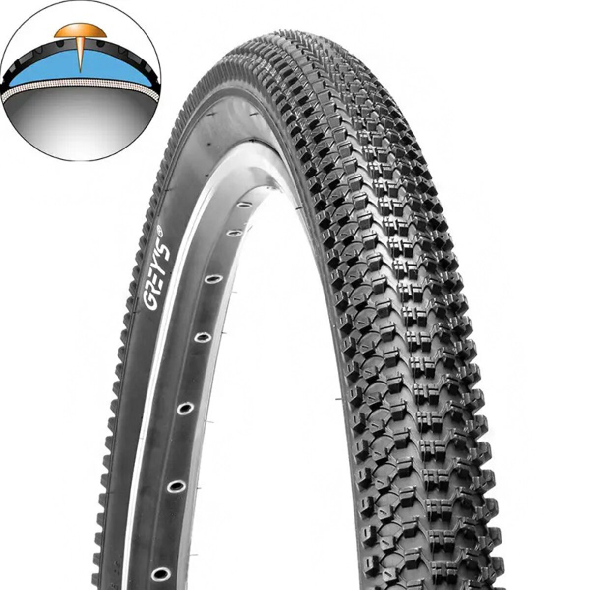 Покришка велосипедна Greys 26x2.125 G5014 27TPI + антипрокол 3мм (GR47438) дивитися фото №1