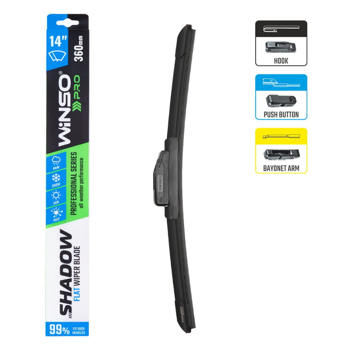 Безкаркасна щітка Winso Pro Shadow 14/360мм (117360) дивитися фото №3