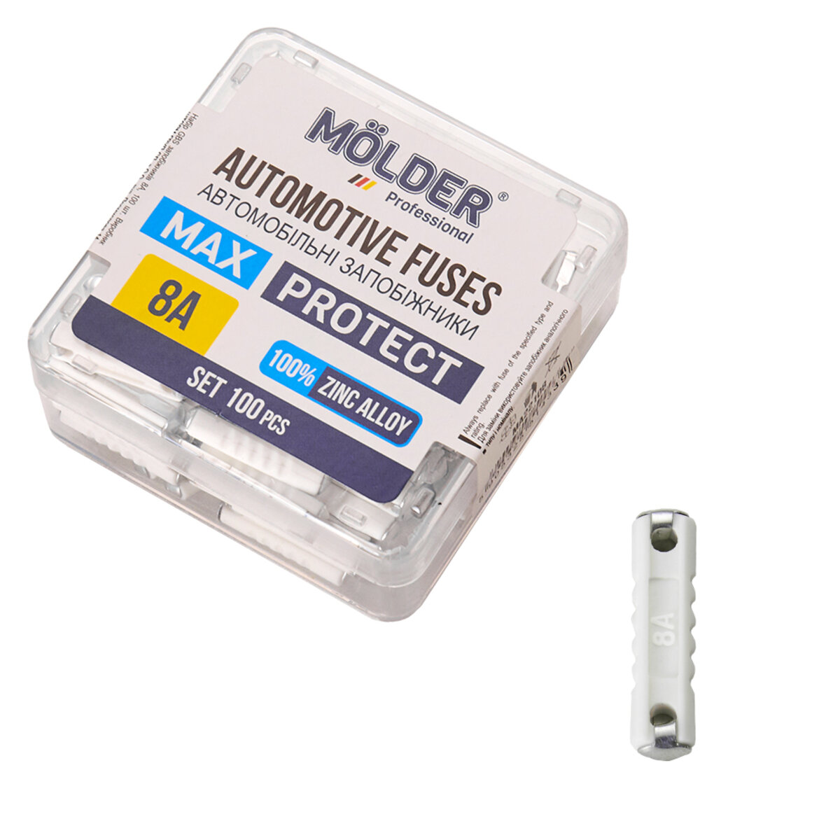 Набір запобіжників Molder циліндричних 8А, 100шт (MA22108) дивитися фото №1
