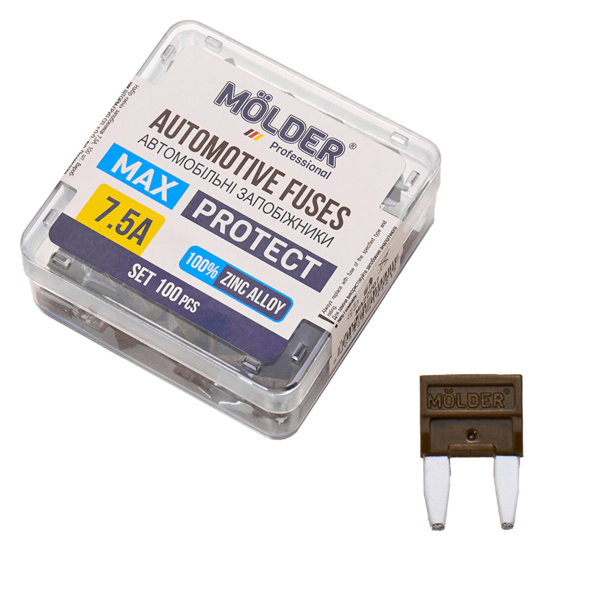 Набір запобіжників Molder міні 7,5А, 100шт (MA22207) дивитися фото №1
