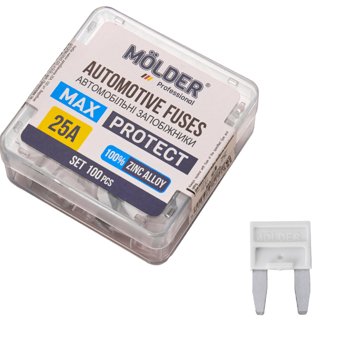 Набір запобіжників Molder міні 25А, 100шт (MA22225) дивитися фото №1