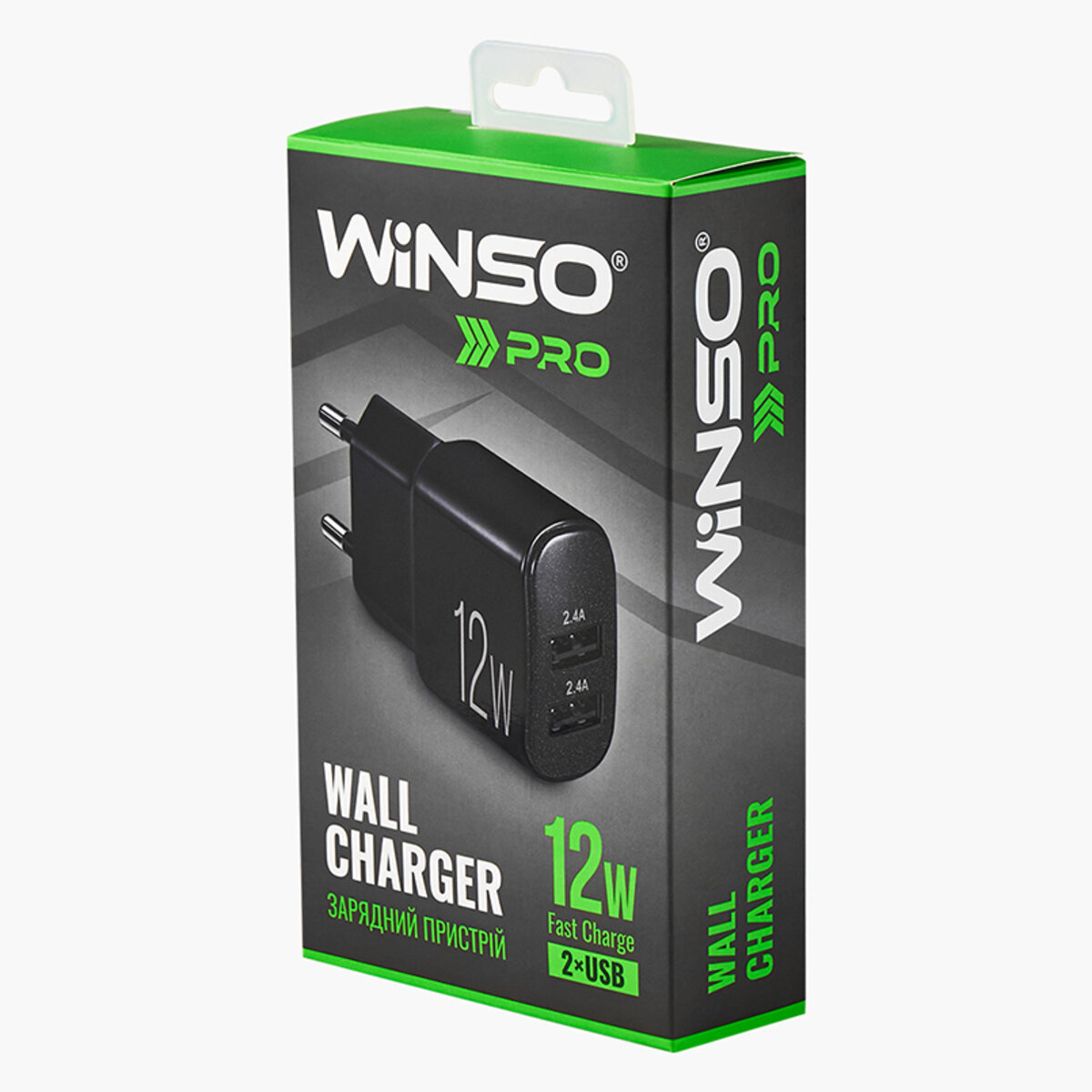 Мережевий зарядний пристрій Winso Pro 12W 2xUSB-A чорний (220012) дивитися фото №5