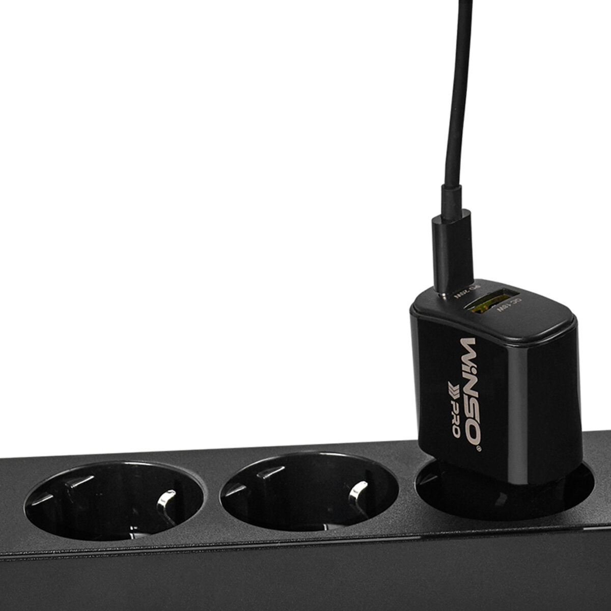 Мережевий зарядний пристрій Winso Pro PD20W USB-C+USB-A чорний (220020) дивитися фото №4