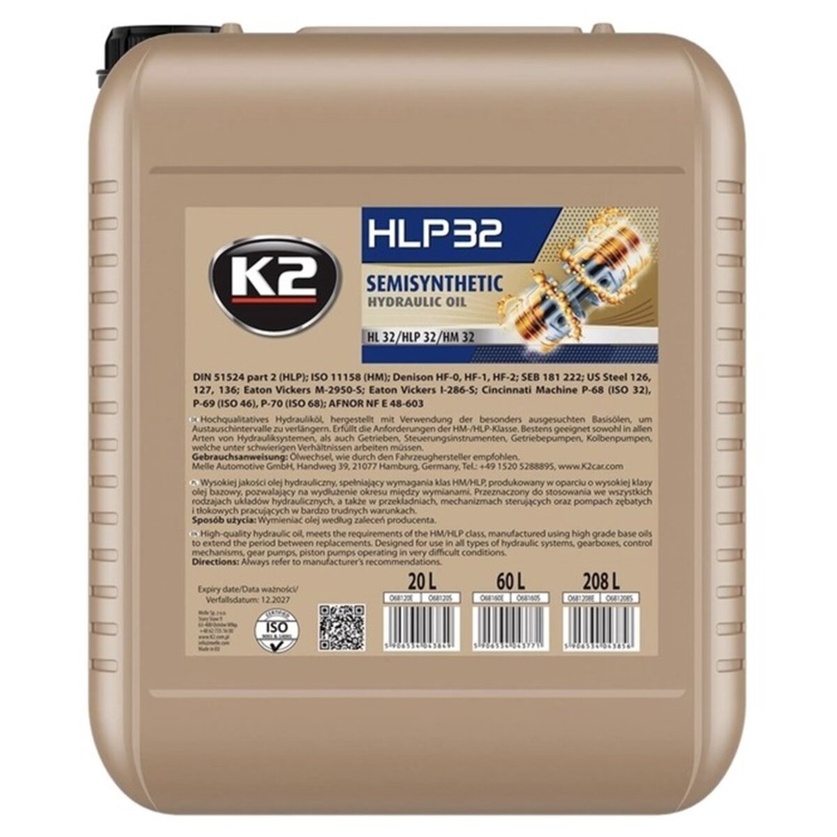 Гідравлічна рідина K2 HLP 32 Hydraulic 20л (O68120E) дивитися фото №1
