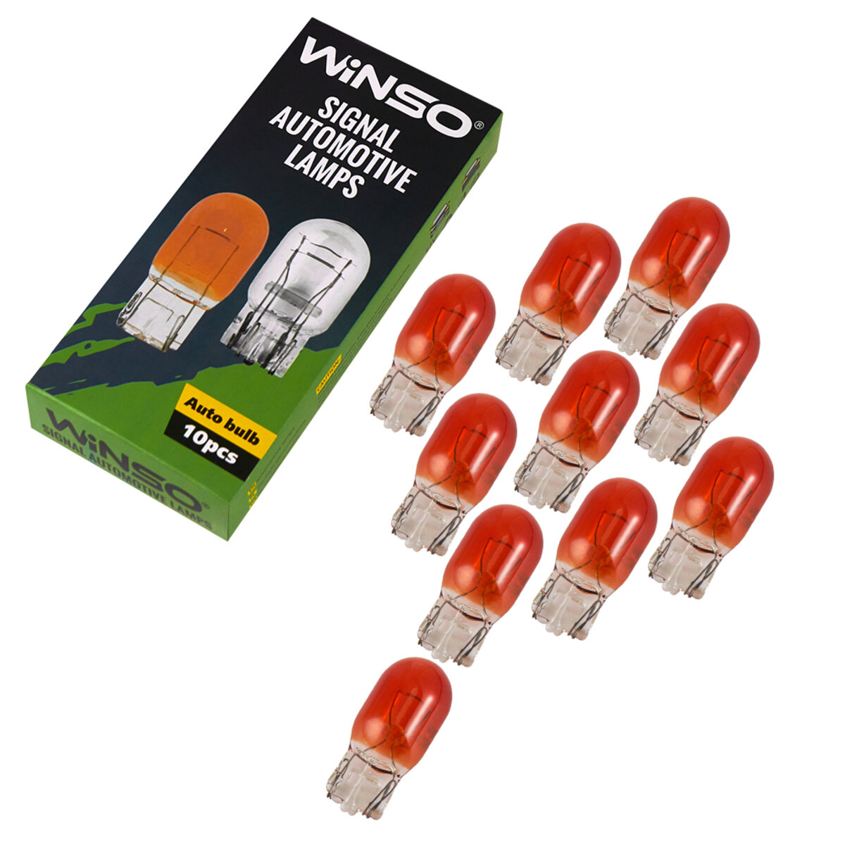 Лампа розжарювання Winso 12V WY21W 21W WX3x16d Amber, 10шт (713270) дивитися фото №1