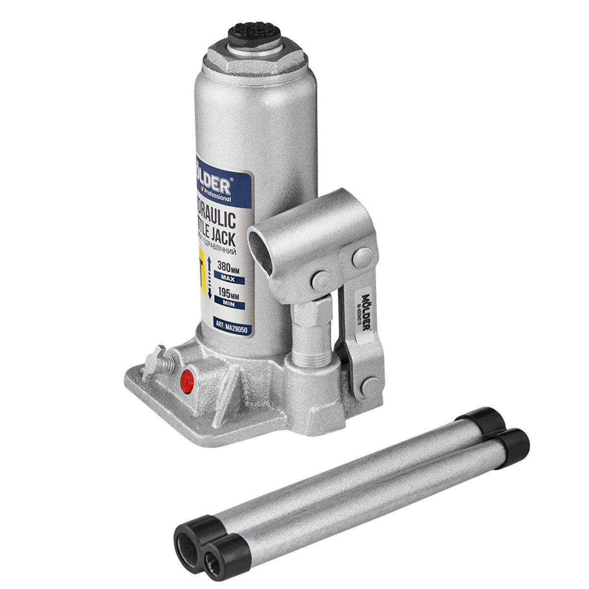 Домкрат гідравлічний пляшковий Molder 5т 195-380мм (MA29050) дивитися фото №3
