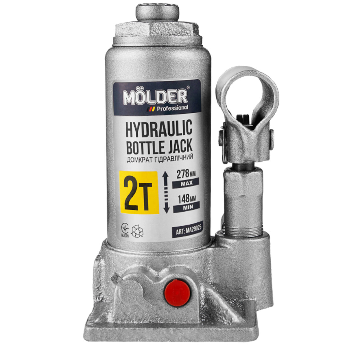 Домкрат гідравлічний пляшковий Molder 2т 148-278мм у кейсі (MA29025) дивитися фото №1