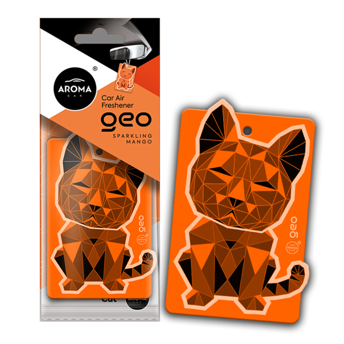 Автомобільний Ароматизатор Aroma Car Cellulose Geo Cat - Orange Sparkling Mango сухий (12090) | Аромат: Фруктовий дивитися фото №1