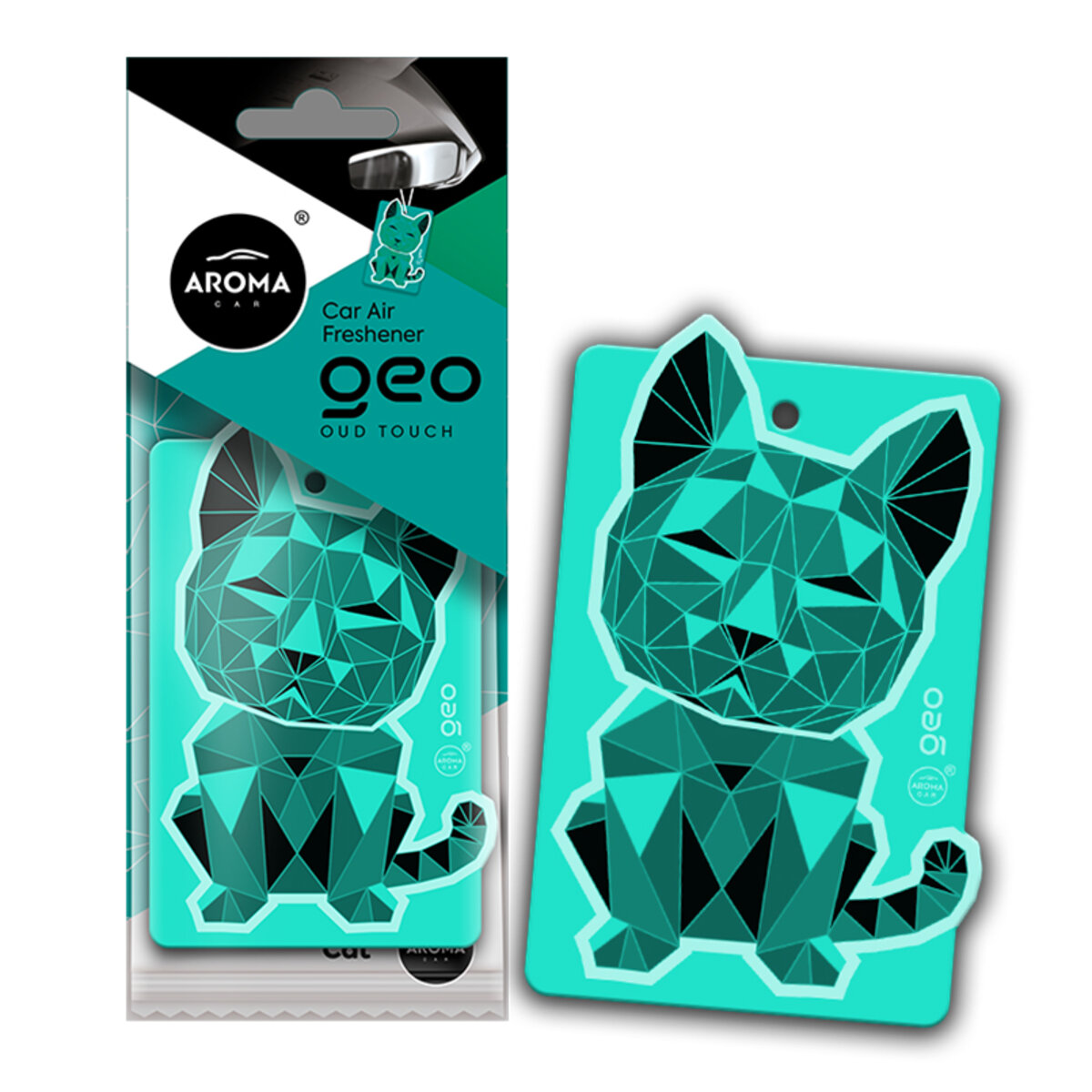 Автомобільний Ароматизатор Aroma Car Cellulose Geo Cat - Turquoise Oud Touch сухий (12081) | Аромат: Інший дивитися фото №1