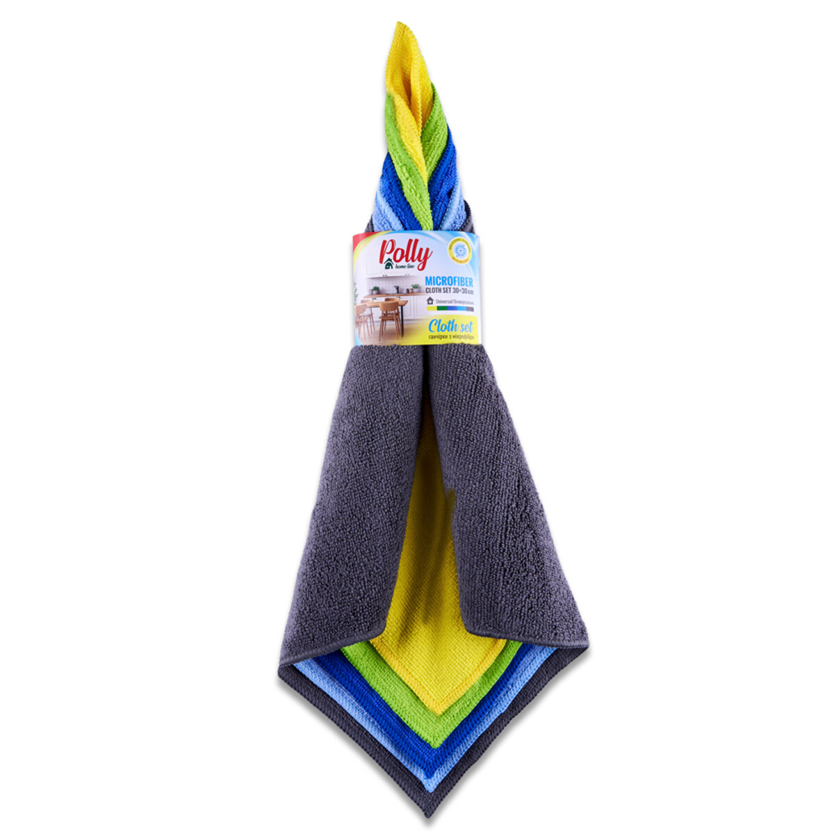 Ганчірка з мікрофібри Polly 30*30см 5 шт (PO20250) дивитися фото №1
