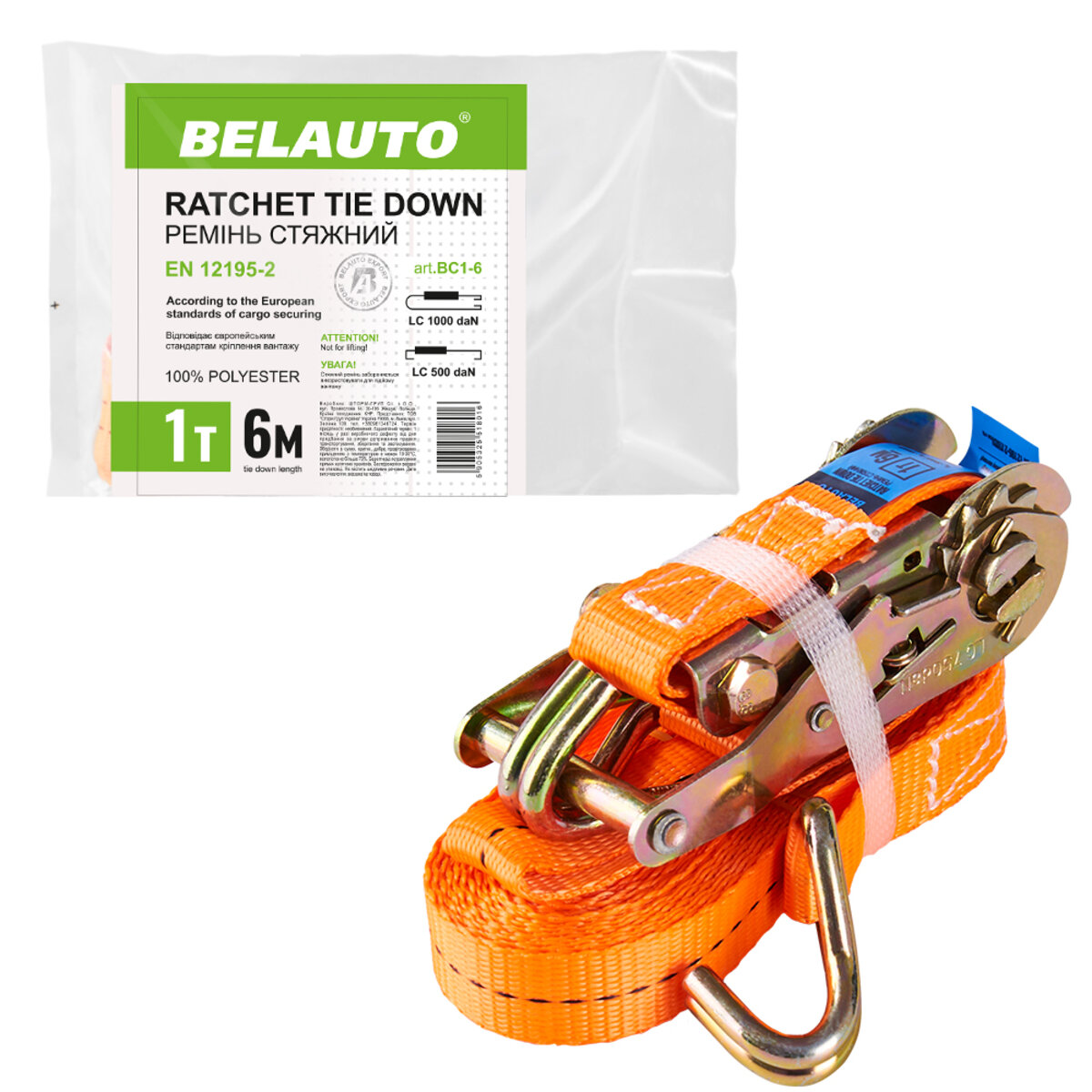 Стяжний ремінь Белавто 1т, 6м (BC1-6) дивитися фото №4