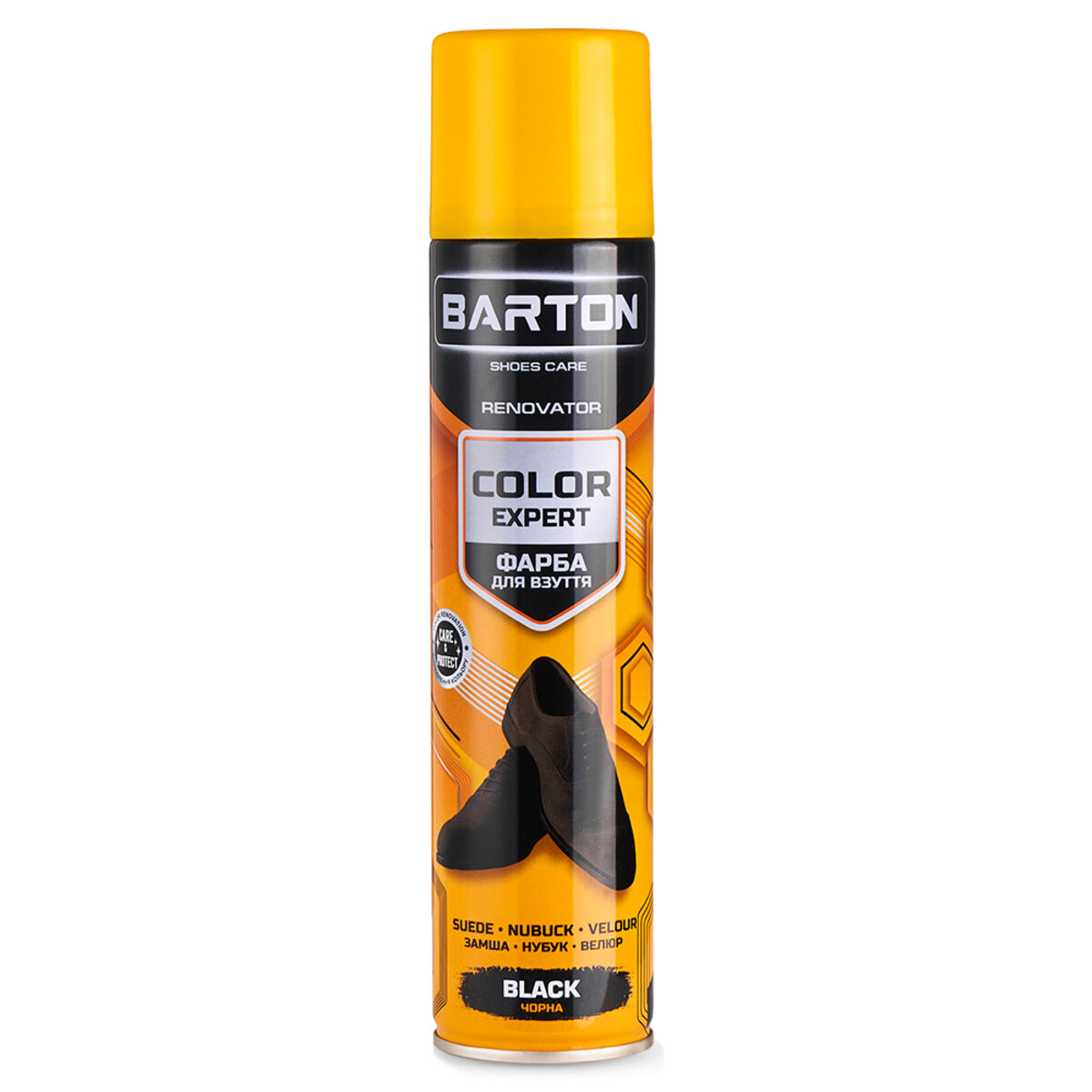 Краска для обуви из замши, нубука, велюра Barton Color Expert черная аэрозоль 300мл (BR20335) смотреть фото №1