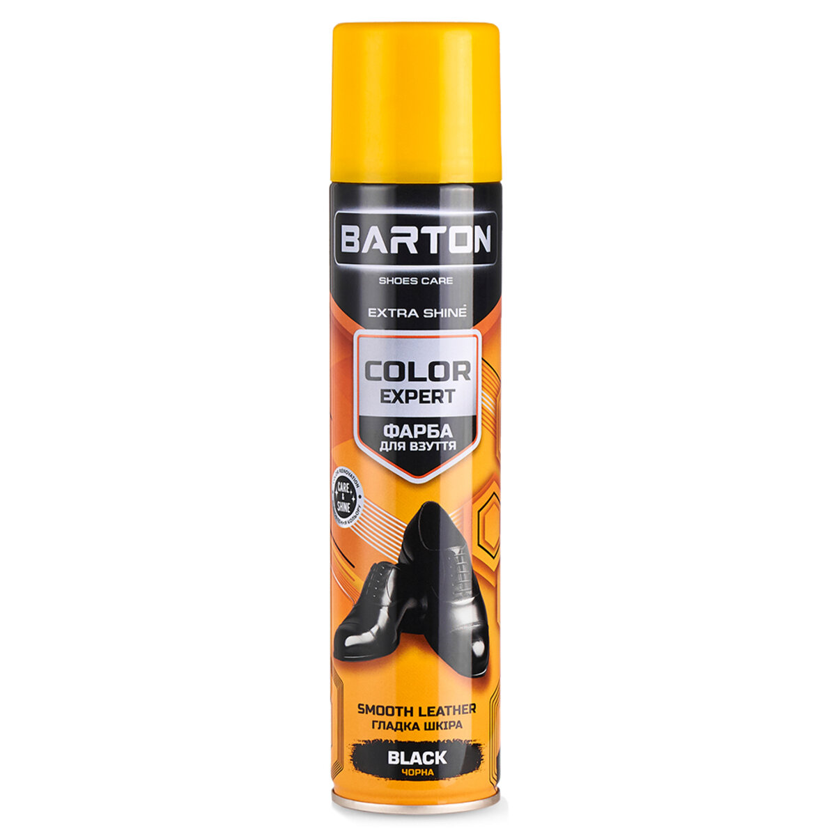 Фарба для взуття з гладкої шкіри Barton Color Expert чорна аерозоль 300мл (BR20366) дивитися фото №1