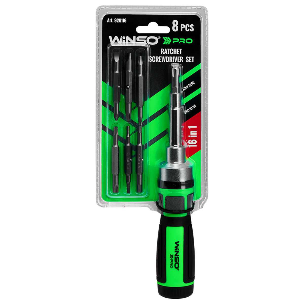 Викрутка Winso Pro реверсивна з комплектом насадок 16в1 (920116) дивитися фото №1