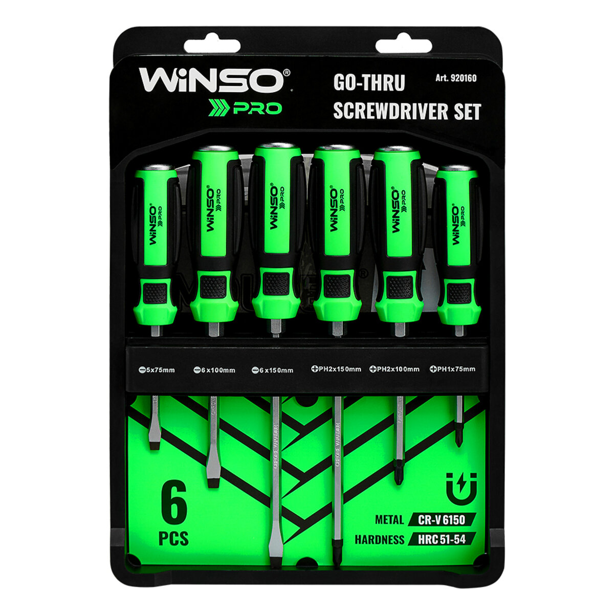 Набір викруток Winso Pro ударні (Go-Thru) з шестигранною опорою 6шт (920160) дивитися фото №1